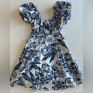 Abercrombie & Fitch Ruched Puff Sleeve Mini Dress in Navy Floral Print